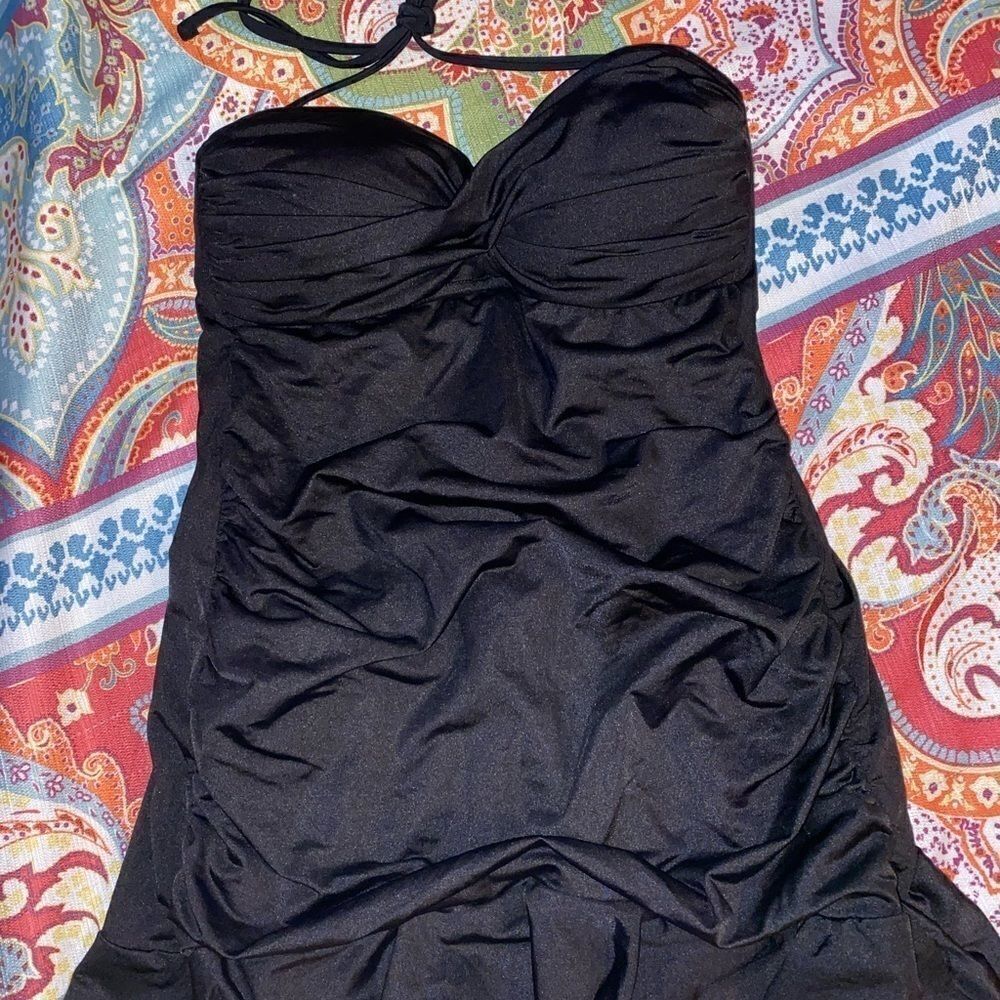 Allen b ruched slimming pin up skirt 1pc suit - Picture 6 of 10